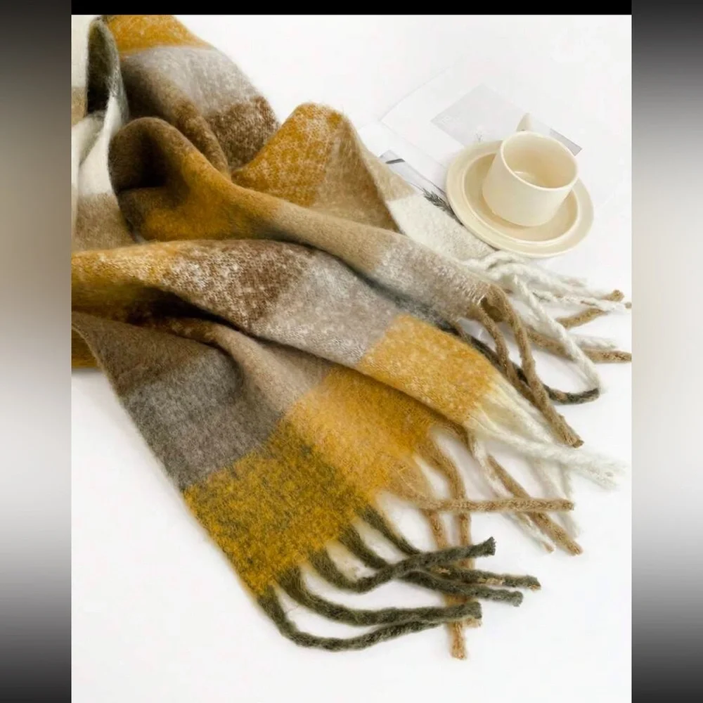 New Brown Mohair Scarf 210x40cm Soft Fluffy Cozy Winter Wrap Shawl Unisex